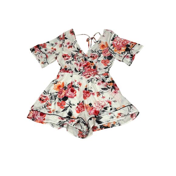 Trixxi white floral lined jumper Romper Small Boho Fairy Y2K Party Formal 1piece - Picture 1 of 10